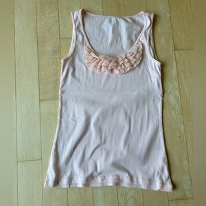 Elegant Caslon Light Pink Sleeveless Tank Top With Ruffle Detail Size Medium